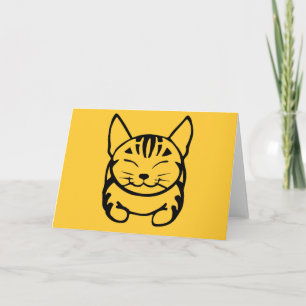 Glückliche Katzen-Gruß-Karte (Schwarzes auf Gelb) Karte