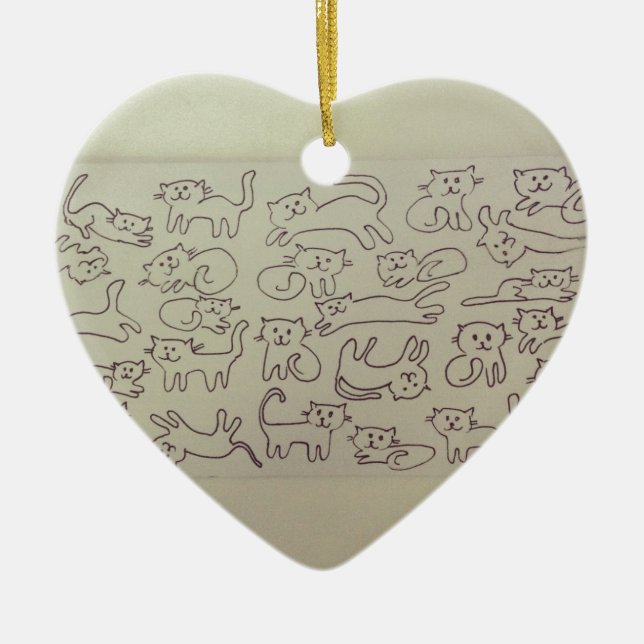 Glückliche Katzen Keramik Ornament (Vorne)