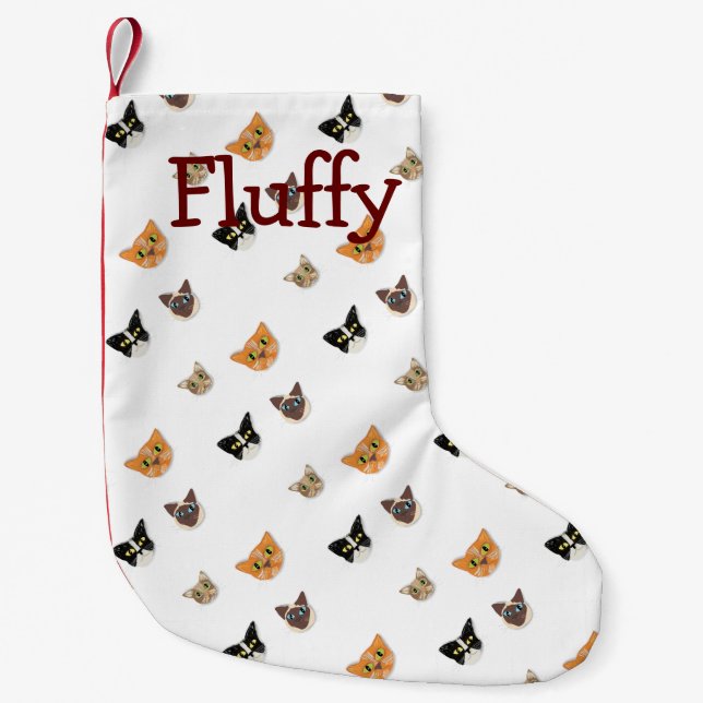 Glückliche Katzen-Köpfe Kleiner Weihnachtsstrumpf (Vorderseite)