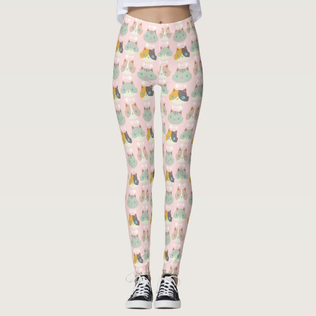 Glückliche Katzen Leggings (Vorderseite)
