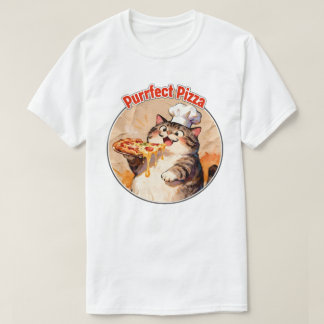 Glückliche Katzenköchin mit Pizza T-Shirt