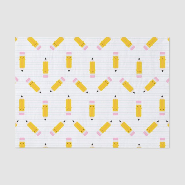 Glückliche Kawaii Bleistifte Seidenpapier (Vorderseite)