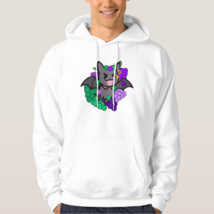 Glückliche Kawaii-Fledermaus mit violetten Trauben Hoodie
