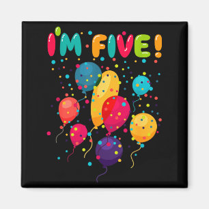 Glückliche Kinder 5 fünfte Geburtstagspartybälle Magnet