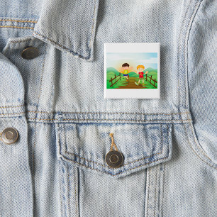Glückliche Kinder beim Spielen im Freien Button