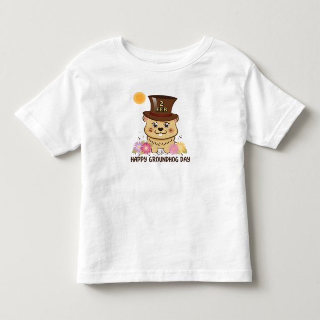 GLÜCKLICHE KINDER GROUNDHOG DAYS AM 2. FEBRUAR KLEINKIND T-SHIRT (Vorderseite)