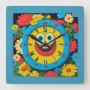 Glückliche Kinder Quadratische Wanduhr
