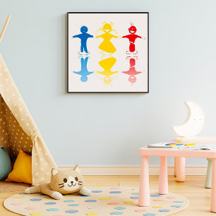 Glückliche Kinder Silhouetten Poster