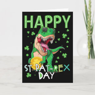 Glückliche Kinder St. Patrick's Day T-Rex Dinosaur Karte
