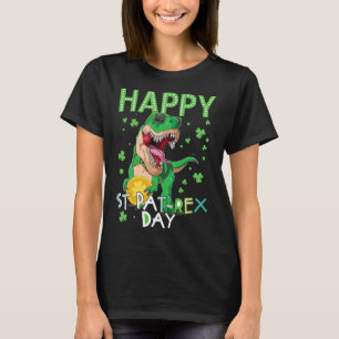Glückliche Kinder St. Patrick's Day T-Rex Dinosaur T-Shirt