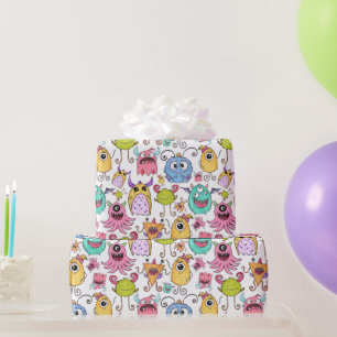 Glückliche kleine Monster Geschenkpapier