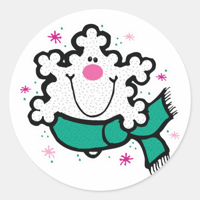 glückliche kleine Schneeflocke Runder Aufkleber (Vorderseite)