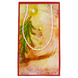 Glückliche kleine Weihnachtsbaum-Geschenk-Tasche Geschenktüte