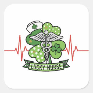 Glückliche Krankenschwester St. Patrick's Day Sham Quadratischer Aufkleber