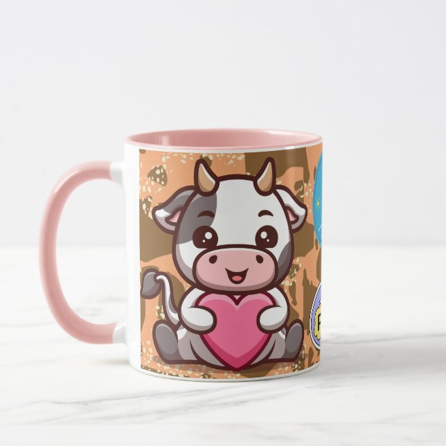 glückliche Kuh, süße Kuh Tasse (Links)
