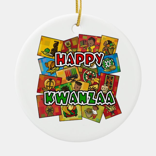 Glückliche Kwanzaa-Collage Keramik Ornament (Vorne)