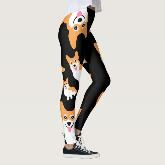 Glückliche lächelnde Corgis-niedliche Leggings (Rechts)