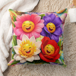 Glückliche lächelnde Frühlingsblumen Kissen