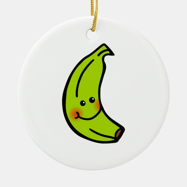 Glückliche lächelnde grüne Banane Keramik Ornament (Vorne)
