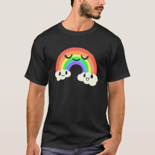 Glückliche lächelnde Kinder Regenbogenwolken T-Shirt
