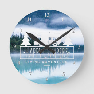 Glückliche Lagerbewohner RV Camping   Runde Wanduhr