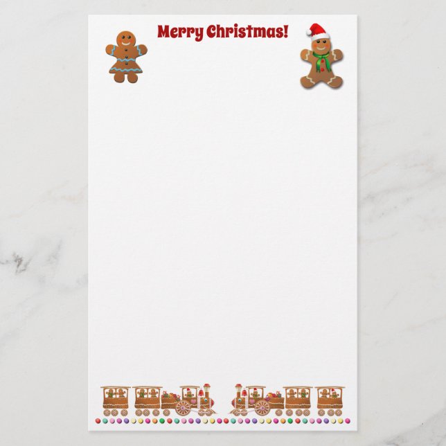 Glückliche Lebkuchenkost mit Weihnachtszug Briefpapier (Vorderseite)