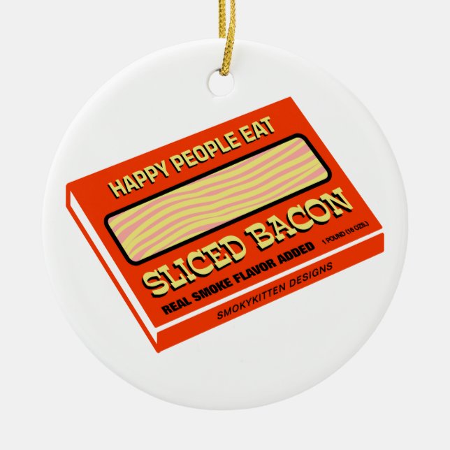 Glückliche Leute essen Speck Keramik Ornament (Vorne)