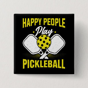 Glückliche Leute spielen Pickleball Button
