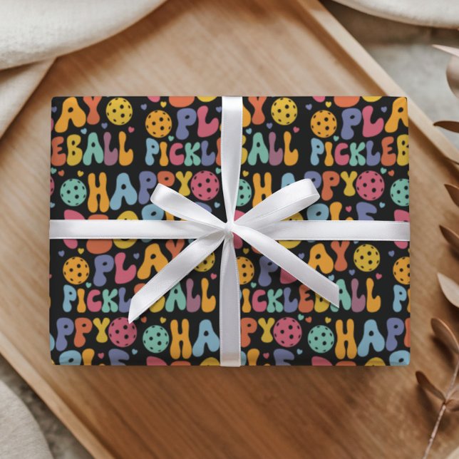 Glückliche Leute spielen Pickleball Geschenkpapier (Von Creator hochgeladen)