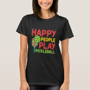 Glückliche Leute spielen Pickleball Paddleball Pla T-Shirt