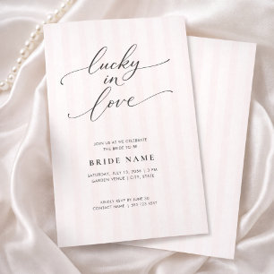 Glückliche Liebe Elegante Rosa Streifen Brautparty Einladung