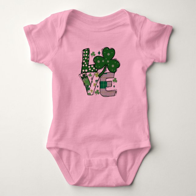 Glückliche LIEBE St. Patrick's Day Baby Bodysuit Baby Strampler (Vorderseite)