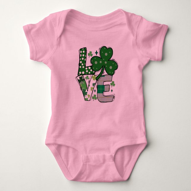Glückliche LIEBE St. Patrick's Day Baby Bodysuit Strampler (Vorderseite)