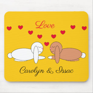Glückliche, liebende Kaninchen: Gelb Mousepad