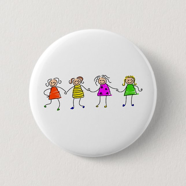 Glückliche Mädchen Button (Vorderseite)
