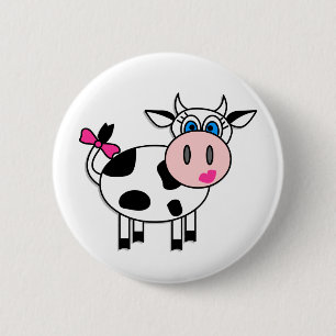 Glückliche Mädchen-Kuh Button