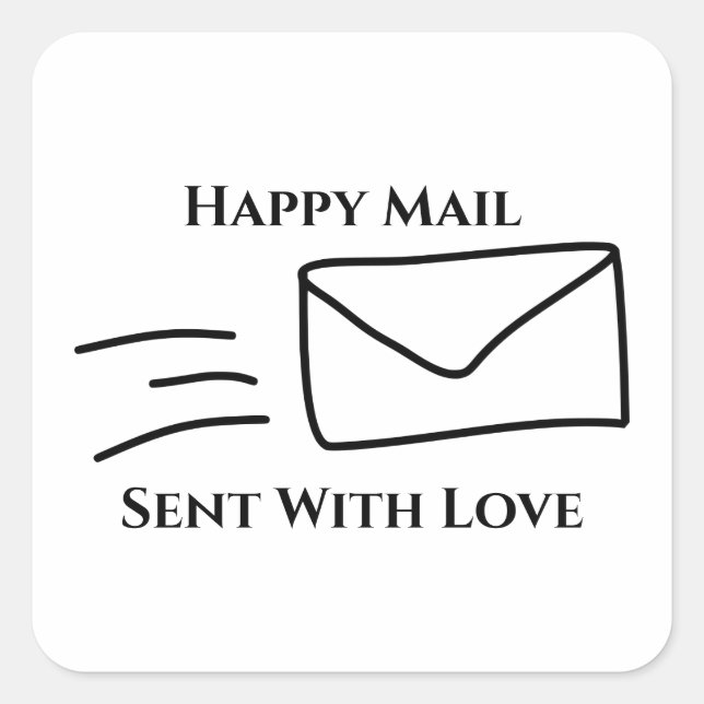 Glückliche Mail-Aufkleber, die mit Liebe-Aufkleber Quadratischer Aufkleber (Vorderseite)