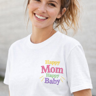Glückliche Mama besticktes Muttertags-Shirt-Gesche T-Shirt