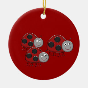 Glückliche Marienkäfer-Verzierung Keramikornament