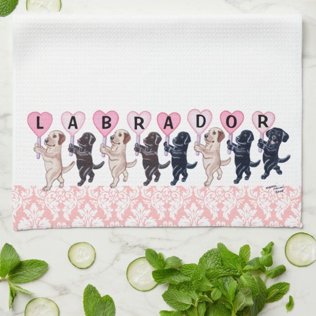 Glückliche marschierende Labradors Malerei Küchentuch (Gefaltet)