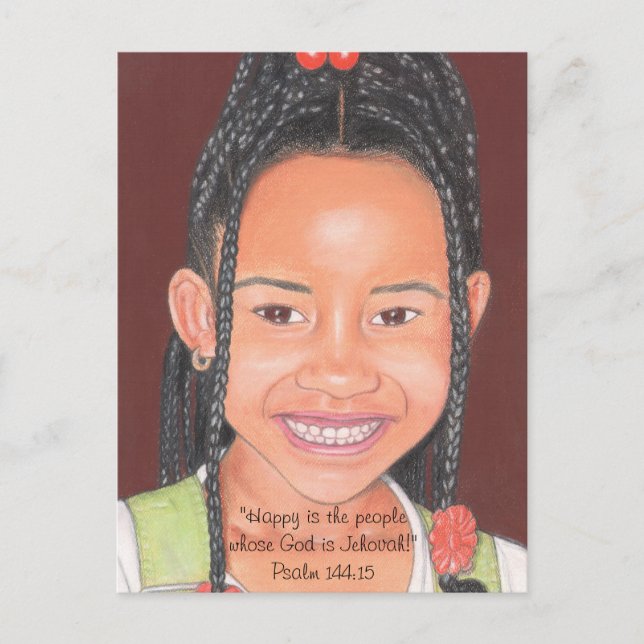 Glückliche Menschen, deren Gott ist Jehovah~Script Postkarte (Vorderseite)