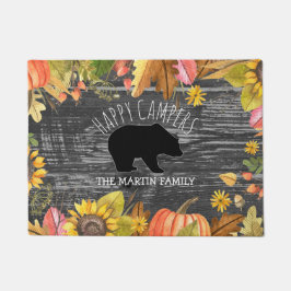 Glückliche Menschen des Herbstsaison-rustikale Fußmatte