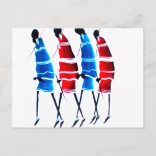 Glückliche Menschen Maasai Krieger Walking Art Pri Postkarte