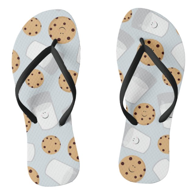 Glückliche Milch und Plätzchen hellblau Flip Flops (Fußbett)