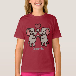 Glückliche minimalistische Elefanten mit einem Her T-Shirt