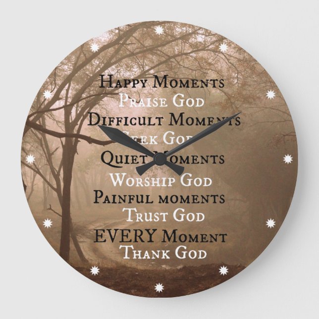 Glückliche Momente Lob Gottes Zitat Große Wanduhr (Vorderseite)