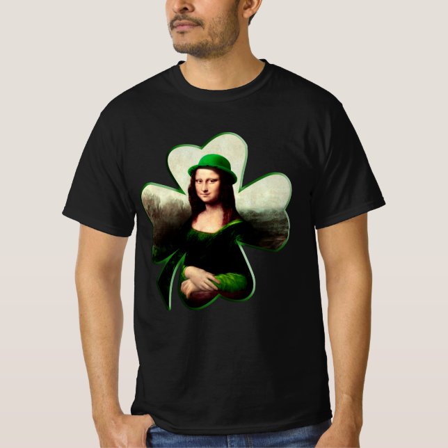 Glückliche Mona Lisa St. Patrick's Day T-Shirt (Vorderseite)