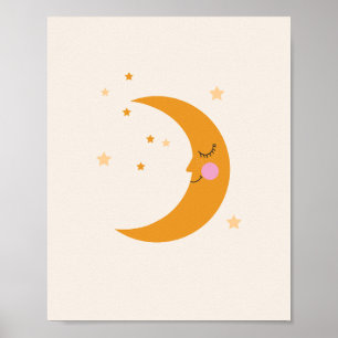 Glückliche Mond-Kinderzimmer-Dekoration Poster