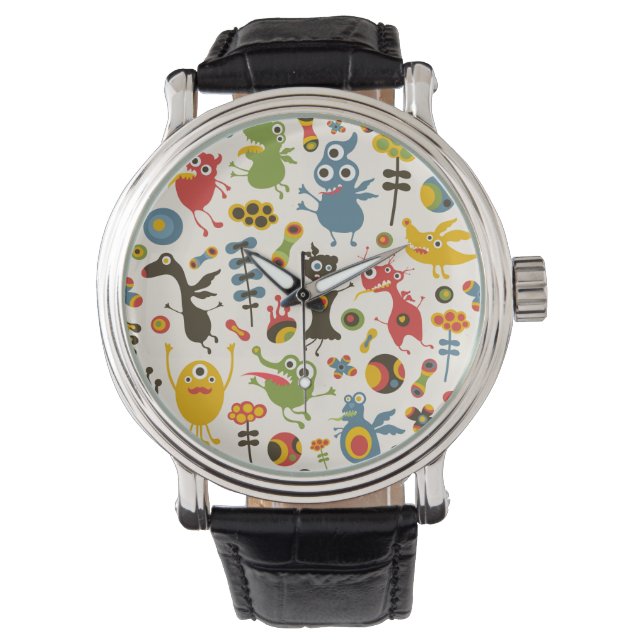 Glückliche Monster Armbanduhr (Vorderseite)