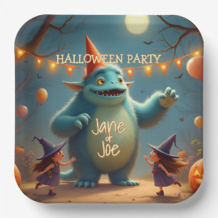 Glückliche Monster-Halloween-Party für Kinder Pappteller